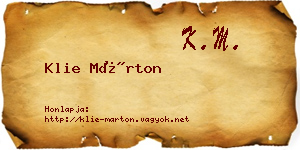 Klie Márton névjegykártya